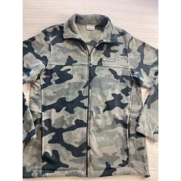 COLUMBIA Mens MEDIUM Steens Mountain Camo Black/Gray Full Zip Jacket - Picture 12 of 14